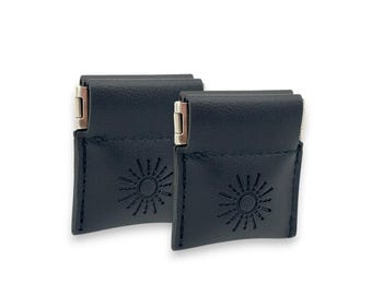 Discreet pocket pill holder pouch, synthetic leather squeeze case for personal medication Pack of Two