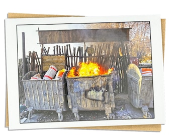 Dumpster Fire Birthday Card: Funny Adult Greeting Card