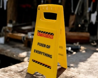 Miniature Folding Caution Sign: Funny Gag Gift Home Decor