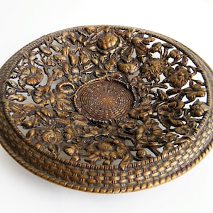 Vintage wall /table decoration, metal, open work, ornamented tray