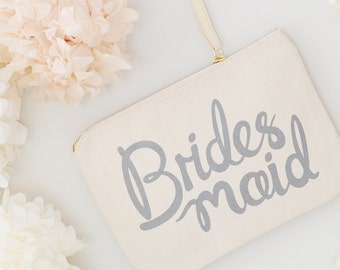 Bridesmaid Clutch - Wedding Makeup Pouch - Wedding Favour Pouch - Bridesmaid Makeup Bag - Bridesmaid Canvas Pouch - Alphabet Bags