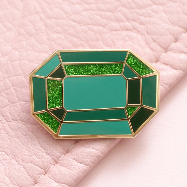 Emerald Birthstone Pin - May Birthday - Gemstone Pin - Hard Enamel Pin - Enamel Pin Set  - Pins - Birthday Token Gift - Pin Badge