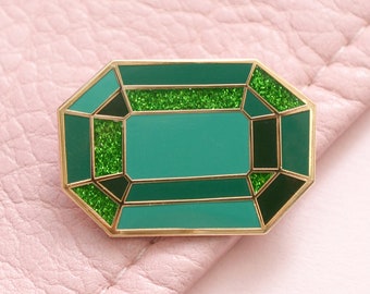 Emerald Birthstone Pin - May Birthday - Gemstone Pin - Hard Enamel Pin - Enamel Pin Set  - Pins - Birthday Token Gift - Pin Badge