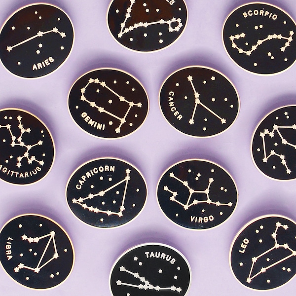 Zodiac Pin - Constellation Enamel Pin - Hard Enamel Pin - Zodiac Sign Badge - Pins - Flair - Birthday Pin Badge - Celestial Gift - Pin Badge