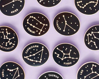 SECONDS PIN - Zodiac Pin - Constellation Enamel Pin - Hard Enamel Pin - Zodiac Sign Badge  - Pins - Flair - Birthday Pin Badge