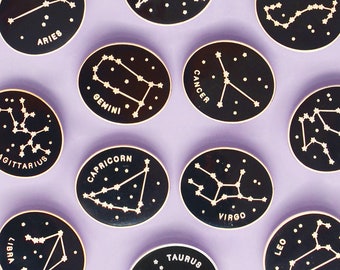 Zodiac Pin - Constellation Enamel Pin - Hard Enamel Pin - Zodiac Sign Badge - Pins - Flair - Birthday Pin Badge - Celestial Gift - Pin Badge