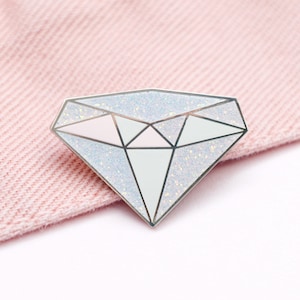 Diamond Birthstone Pin - April Birthday - Gemstone Pin - Hard Enamel Pin - Pins - Birthday Token Gift - Pin Badge