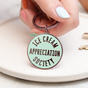Ice Cream Appreciation Society Enamel Keyring - Key Ring - Enamel Charm - Enamel Key Chain - Flair - Small gift - Gift for Ice Cream Lover