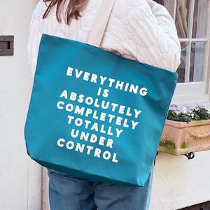 Tout est sous contrôle Sac en toile - Cabas en toile - Grand sac fourre-tout en toile - Sac en toile - Sac cabas en toile - Grand sac fourre-tout - Cartable