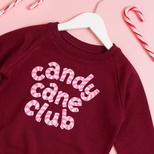 Candy Cane Club Kids Sweatshirt Christmas Jumper Xmas Sweater Girls Jumper Boys Sweatshirt Slogan Xmas Jumper Organic cotton image 1