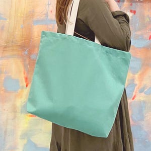 Sac fourre-tout en toile vert - Grand sac fourre-tout du marché - Sac cabas en toile vert verre de mer - Sac fourre-tout de qualité supérieure - Grand sac en toile - Sac en toile uni
