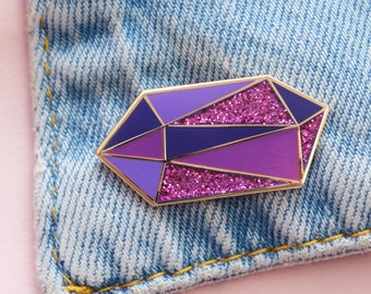 Amethyst Birthstone Pin - February Birthday - Gemstone Pin - Hard Enamel Pin - Pins - Birthday Token Gift - Pin Badge