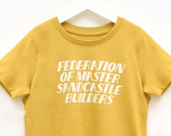 Master Sandcastle Builder - Yellow Beach Shirt - Funny Slogan T Shirt - Vacation tee - Girls T-Shirt - Boys T-Shirt - Summer Kid's tee