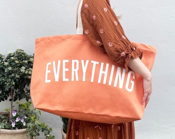 Everything Really Big Bag - Weekender Bag - Giant Canvas Grocery Bag - Large Canvas Shopper - Oversized Canvas Bag - Large Tote Bag - Peach