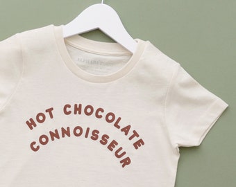 T-shirt enfant connaisseur de chocolat chaud - T-shirt chocolat à slogan - T-shirt fille - T-shirt garçon - T-shirt tendance - T-shirt enfant rigolo - Biologique