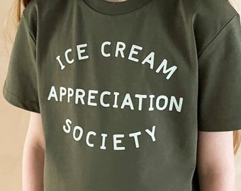 Ice Cream Appreciation Society Kids T-Shirt - Khaki tee - Slogan T Shirt - Vacation tee - Girls T-Shirt - Boys T-Shirt - Summer Kid's tee