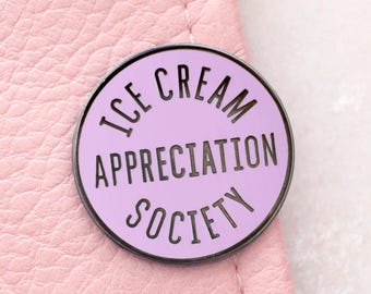 Emaille pins Ice Cream Appreciation Society | Lavendel zomer reversspeld | Cadeau voor ijsliefhebbers