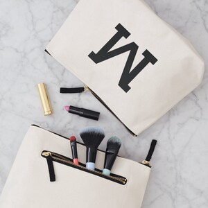 Letter M Wash Bag Toiletry Bag - M Initial Cosmetics Bag - Toiletry Bag - M Natural Initial Washbag - Alphabet Bags