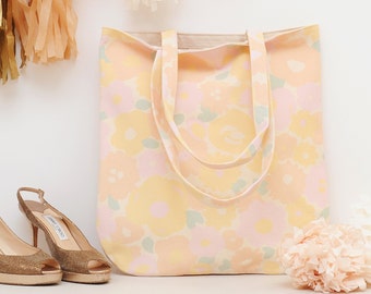 Floral Canvas Bag - Floral Handbag - Shoulder Bag - Floral Tote Bag - Flower Design - Plain Canvas Floral Bag - Alphabet Bags