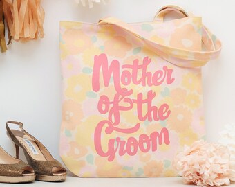 Mother of the Groom Floral Tote Bag - Gift for Mum - Shoulder Bag - Wedding Bag - Canvas Tote Bag - bachelorette party