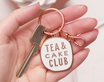 Porte-clés en émail Tea & Cake Club - Porte-clés - Porte-clés - Charme en émail - Porte-clés en émail - Cadeau pour amateur de thé - Cadeau pour amateur de gâteaux