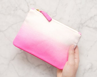 Ombre Zipper Pouch - Pink Ombre Zip Pouch - Small Makeup Bag - Small Cosmetics Pouch - Alphabet Bags