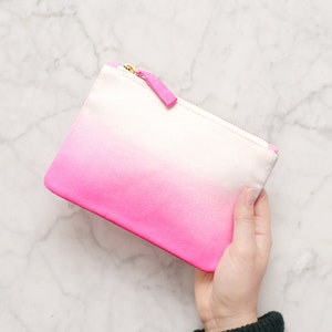 Pochette zippée ombrée - Pochette zippée rose ombrée - Petite trousse de maquillage - Petite trousse à cosmétiques - Pochettes alphabet