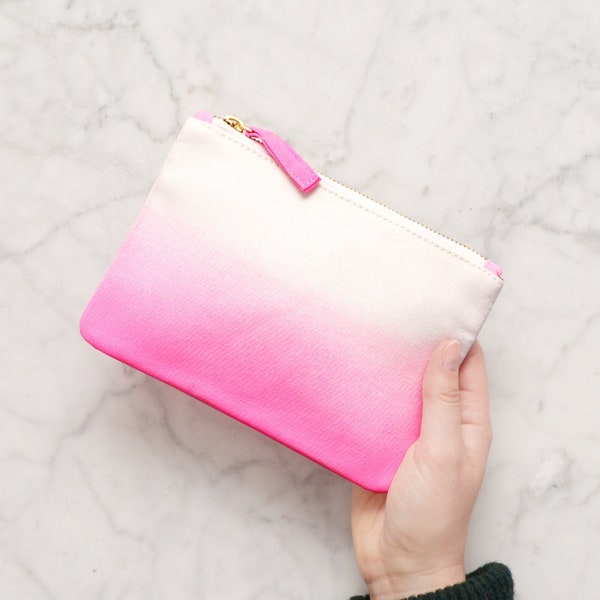 Ombre Rits Pouch - Roze Ombre Zip Pouch - Kleine Make-up Tas - Kleine Cosmetica Pouch - Alfabet Tassen