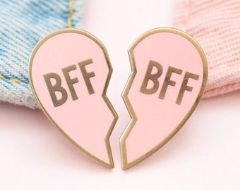 BFF Enamel Pin - Hard Enamel Pin - Enamel Pin Set - Heart Pin - Friendship Pin - Flair - Brooch - Lapel Pin - Pins - Pin Badge