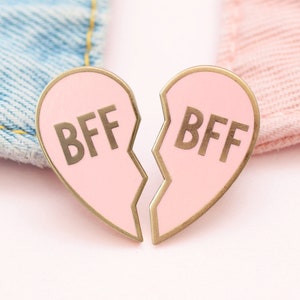 BFF Enamel Pin - Hard Enamel Pin - Enamel Pin Set - Heart Pin - Friendship Pin - Flair - Brooch - Lapel Pin - Pins - Pin Badge