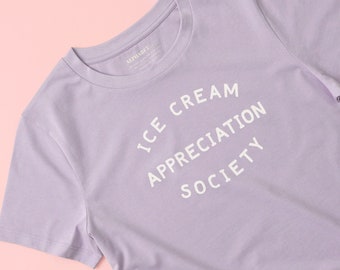 Ice Cream Appreciation Society Women's Fit T-shirt - Organic Cotton Tee - Ladies Summer T-Shirt - Ice cream lovers Gift - Lavender t-shirt