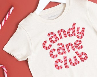 Candy Cane Club Kids T-Shirt - Slogan Christmas T Shirt - Xmas tee - Girls T-Shirt - Boys T-Shirt - Christmas Kid's tee - Organic t-shirt