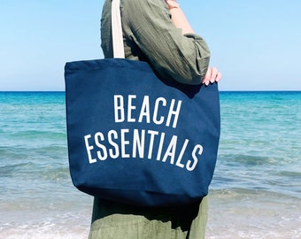 Bolso de lona esencial para la playa / Bolso grande azul para playa y vacaciones / Bolso de lona para uso diario / Regalo divertido para ella