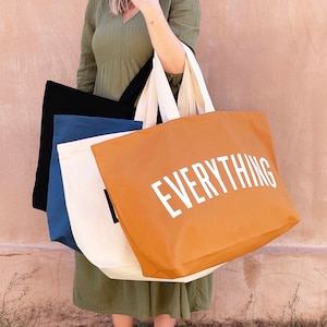 Original Everything oversized draagtas - moedertas - gigantische shopper - enorme tas - moeder kerstcadeau - nieuwe ouder - extra grote zware canvas tas