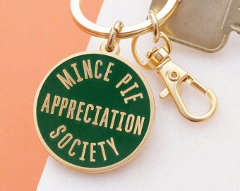 Mince Pie Appreciation Society Keyring - Christmas Key chain - Xmas Gift - Enamel Keychain - Christmas keyring - Stocking Filler