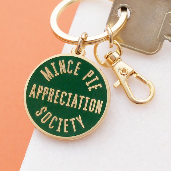 Mince Pie Appreciation Society Keyring - Christmas Key chain - Xmas Gift - Enamel Keychain - Christmas keyring - Stocking Filler