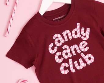 Candy Cane Club Kids T-Shirt - Slogan Christmas T Shirt - Xmas tee - Girls T-Shirt - Boys T-Shirt - Christmas Kid's tee - Organic t-shirt