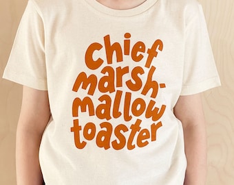 Chief Marshmallow Toaster Kids T-Shirt - Natural Fleck - Funny Slogan T Shirt - Vacation tee - Girls T-Shirt - Boys T-Shirt - Summer tee