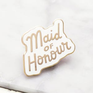 Pin de esmalte de dama de honor - Pin de esmalte de boda - Insignia de despedida de soltera - Pin de despedida de soltera - Pin de esmalte duro - Regalo de dama de honor - Insignia de pin - Dorado