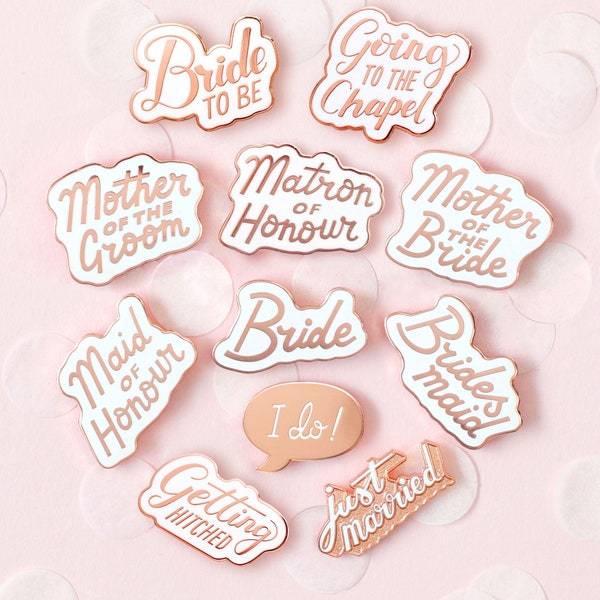 Wedding Enamel Pin - Choose any pin - Hen Party Badge - Bachelorette Party - Enamel Pin - Bridesmaid Gift - Bridal gift - Wedding Pin Badge