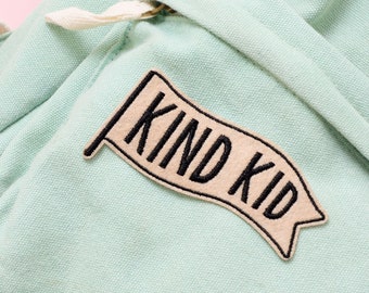 Kind Kid Embroidered Patch - Embroidered Iron-On Patches - Patch - Iron on Patch - Iron On Sew On Patches - Appliqués Badge - Gift for Kids