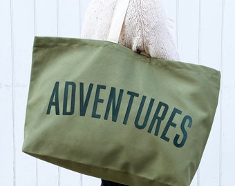 Adventures Oversized Bag - Weekender Tote - Giant Canvas Bag - Large Canvas Shopper - Oversized Canvas Bag - Large Tote Bag - XL Tote Bag