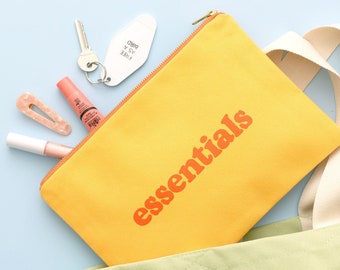 Essentials Canvas Pouch - Yellow Pouch - Canvas Makeup Bag - Canvas Zip Pouch - Zipper Pouch - Clutch Bag - Toiletry Bag - Holiday Pouch