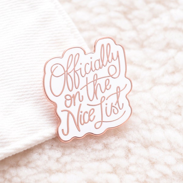 Officially on the Nice List Pin - Enamel Pin - Xmas Brooch - Lapel Pin - Christmas Pins - Nice List Certificate - Stocking Filler