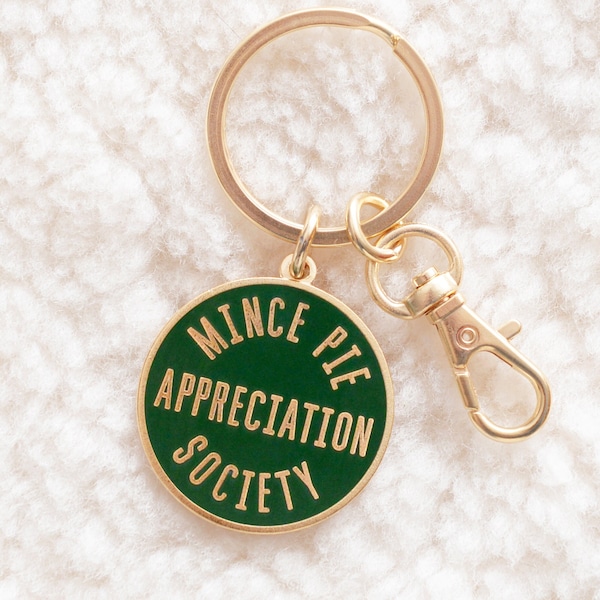 SECONDEN Mince Pie Appreciation Society-sleutelhanger - kerstsleutelhanger - kerstcadeau - emaillen sleutelhanger - kerstsleutelhanger - kousvuller