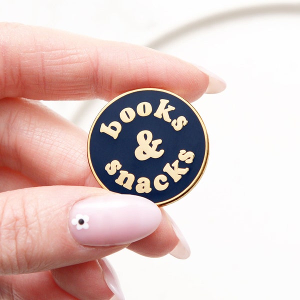 Books & Snacks Pin - Hard Enamel Pin - Book Lovers Gift - Gift for Student - Flair - Brooch - Teacher Gift - Bibliophile - Pin Badge