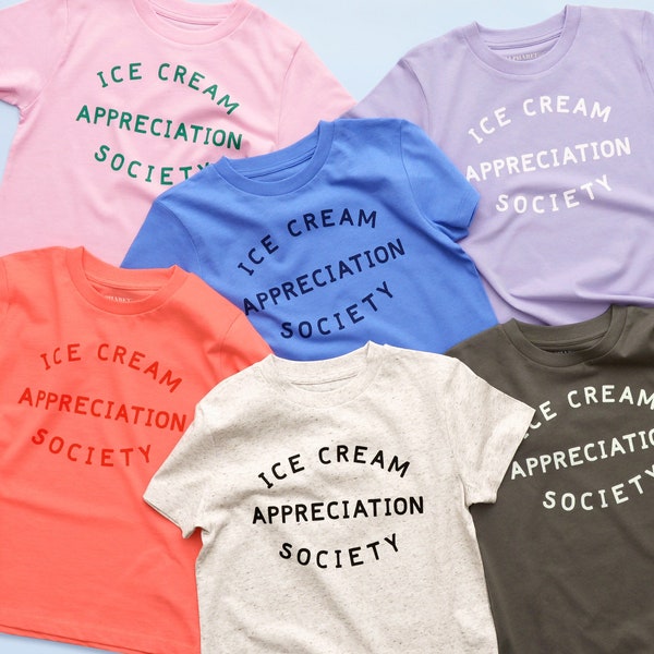 Ice Cream Appreciation Society T-shirt pour enfants - T-shirt d'été - T-shirt de vacances - T-shirt pour fille - T-shirt pour garçon - Amateur de crème glacée - T-shirt pour enfant NOUVEAU