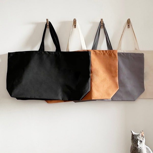 Oversized Tote - Weekender Tasche - Riesen Canvas Tasche - Maxi Einkaufstasche - XL Canvas Tasche - Extra Große Canvas Tasche - Riesengroße Tote - Beige Canvas