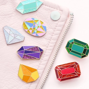 Gemstone Pin Birthday Badge Gem Enamel Pin Diamond Pin Enamel Pin Flair Pins Birthday Token Gift Pin Badge Valentines Gift image 5