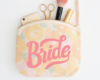 SECONDS - Wedding Day Bag - Bride Floral Cosmetics Pouch - Bride Flower Makeup Bag - Bride Canvas Pouch - Bachelorette Party - Hen Party